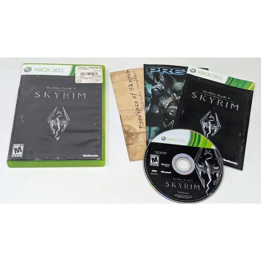 The Elder Scrolls V Skyrim (Microsoft Xbox 360, 2011) CIB w/Map & Manual
